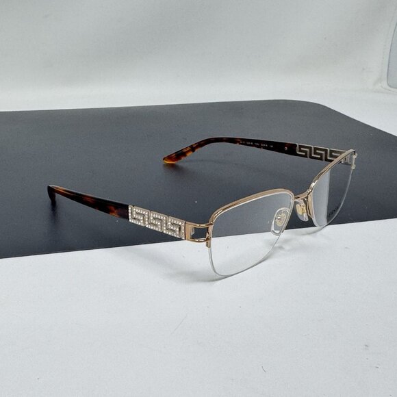 Versace Italy MOD 1220-B 1052 52-16-135 GOLD TORTOISE EYEGLASSES - Picture 3 of 13